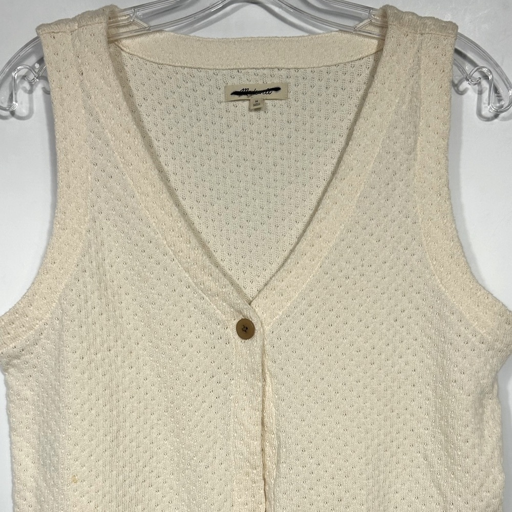 MADEWELL Pointelle Single-Button Vest Size M Bleached Canvas - Picture 7 of 13